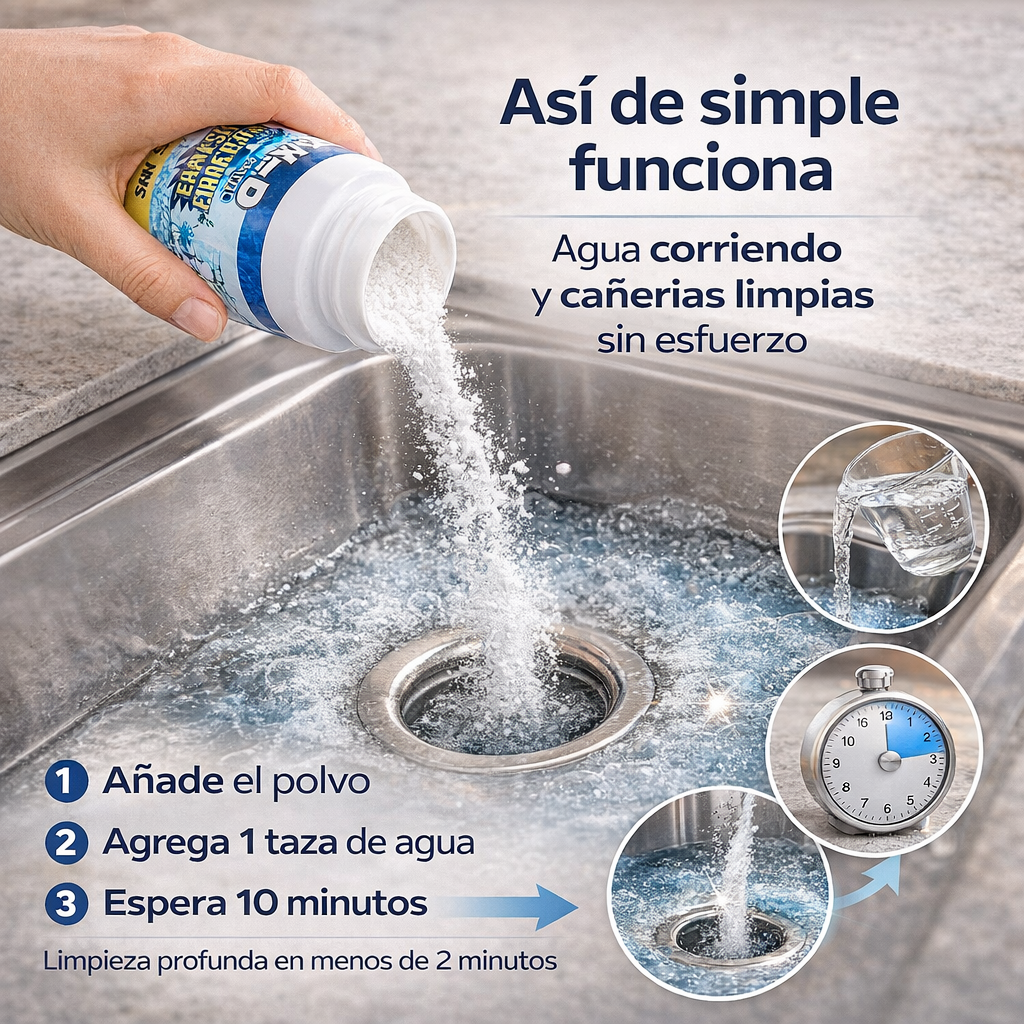 Polvo Limpiador De Drenaje - OFERTA INCREÍBLE LLEVA 3 X 1